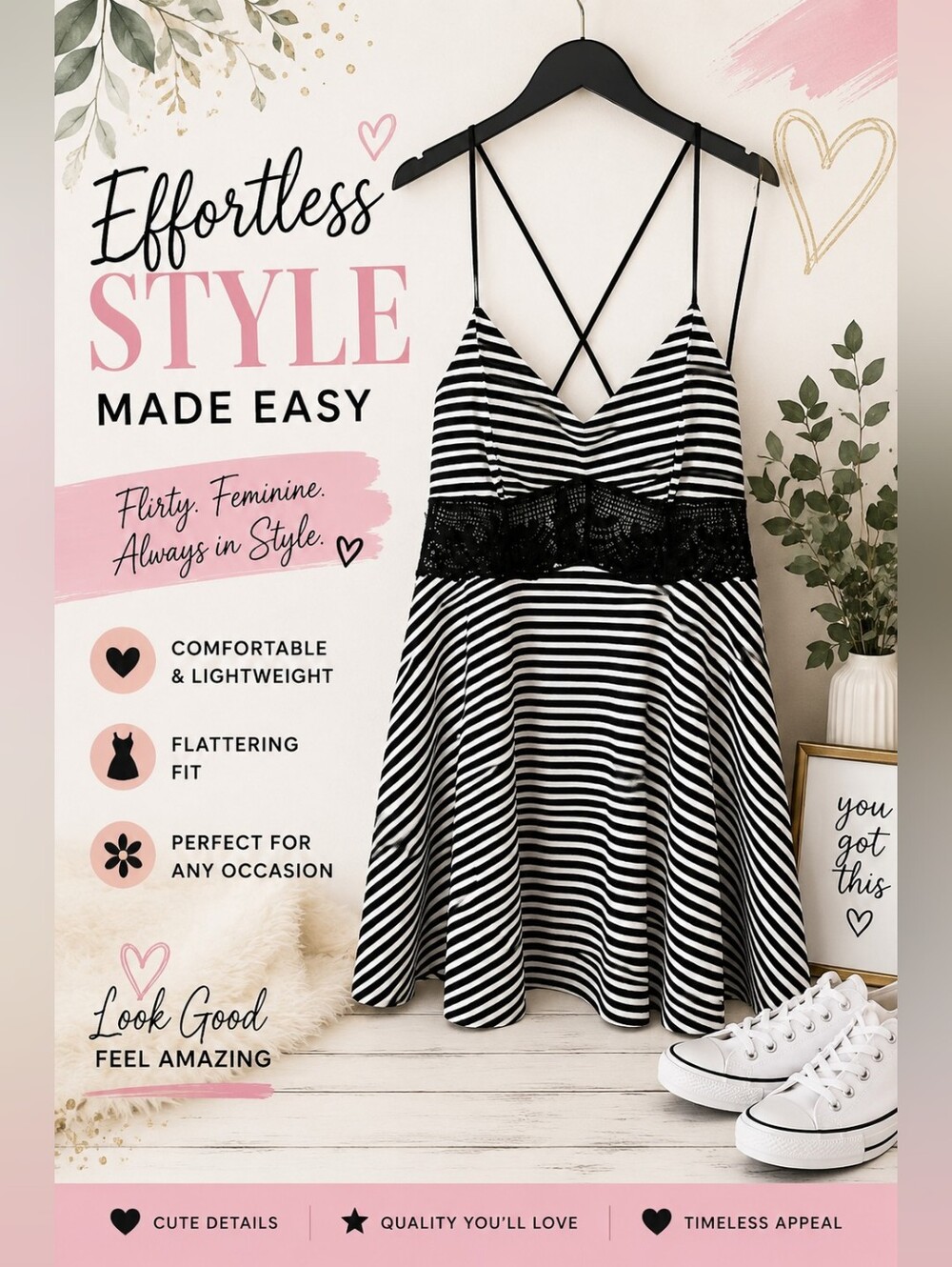 Charlotte Russe Navy White Striped Dress